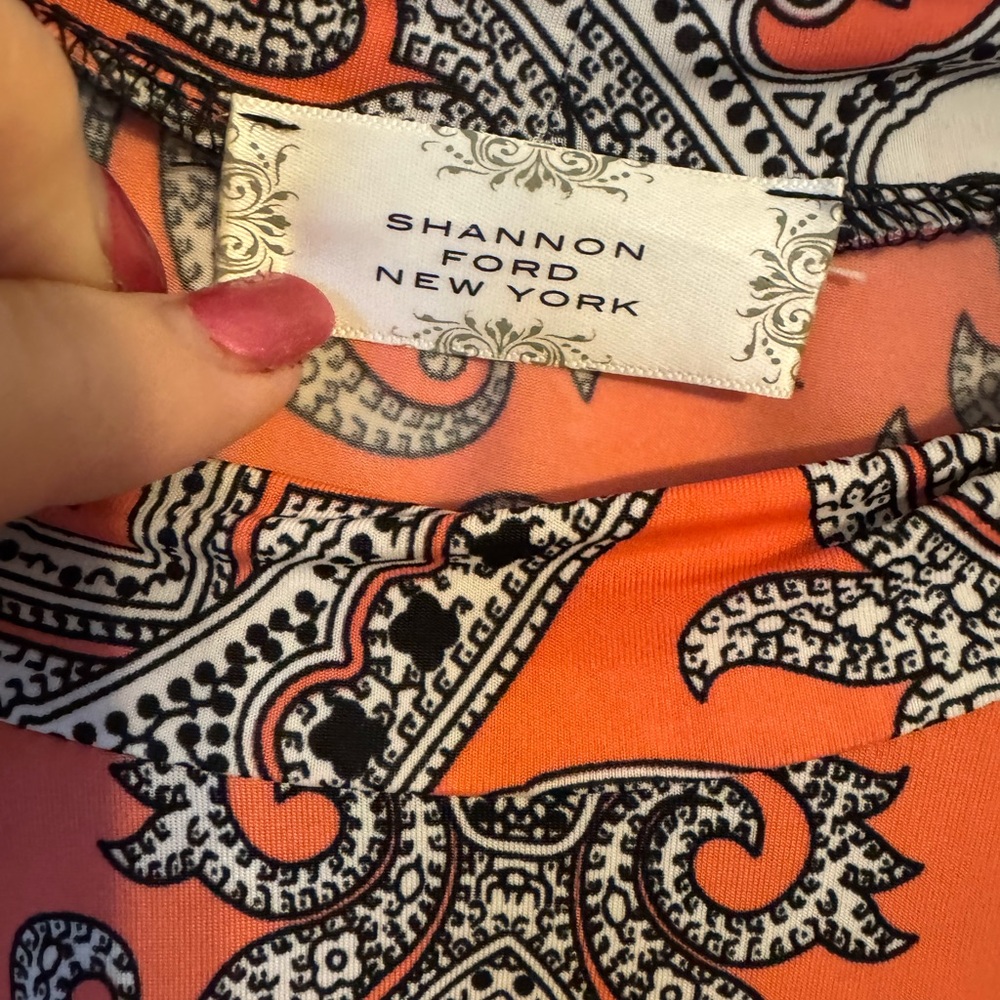 SHANNON FORD Orange Print Sleeveless Print Top LARGE #M - Picture 6 of 6